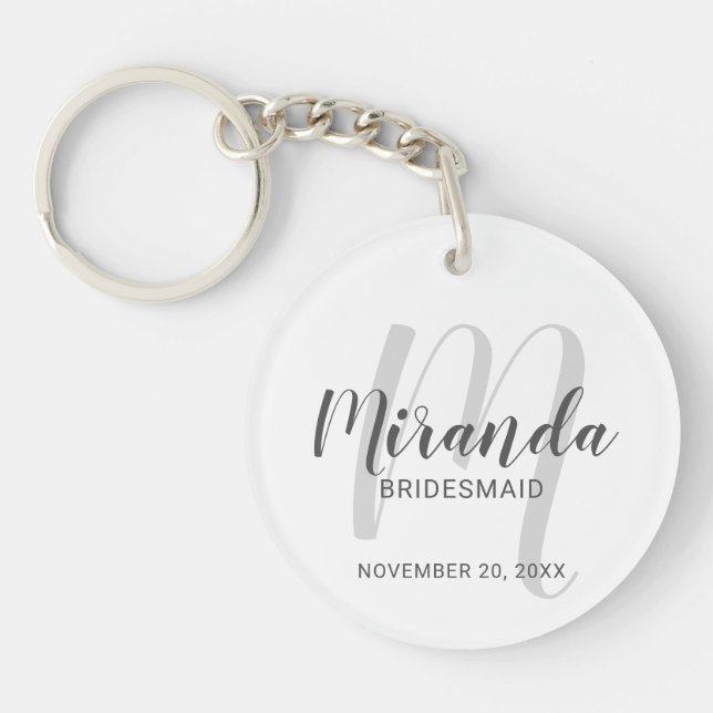 Modern Script Personalised Bridesmaid Key Ring (Front)