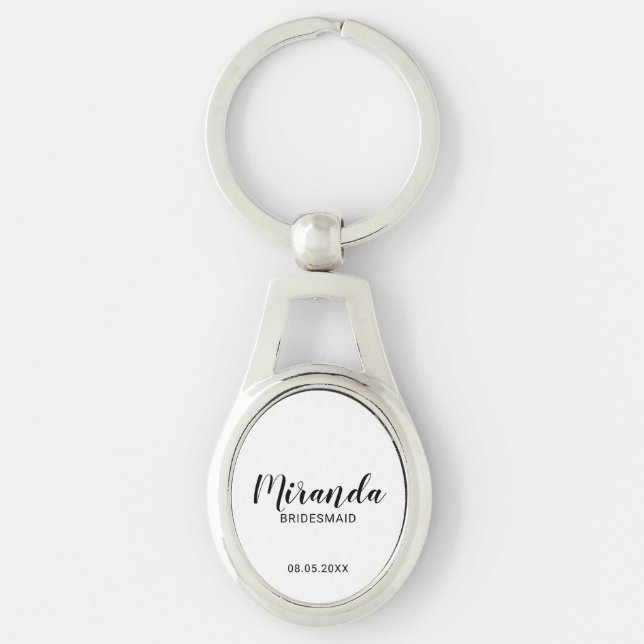 Modern Script Personalised Bridesmaid Key Ring (Front)