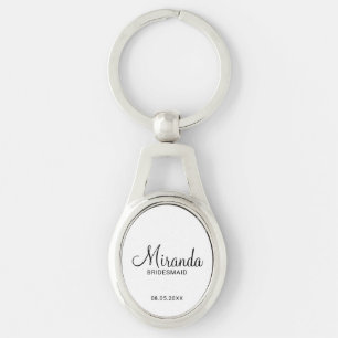 Modern Script Personalised Bridesmaid Key Ring