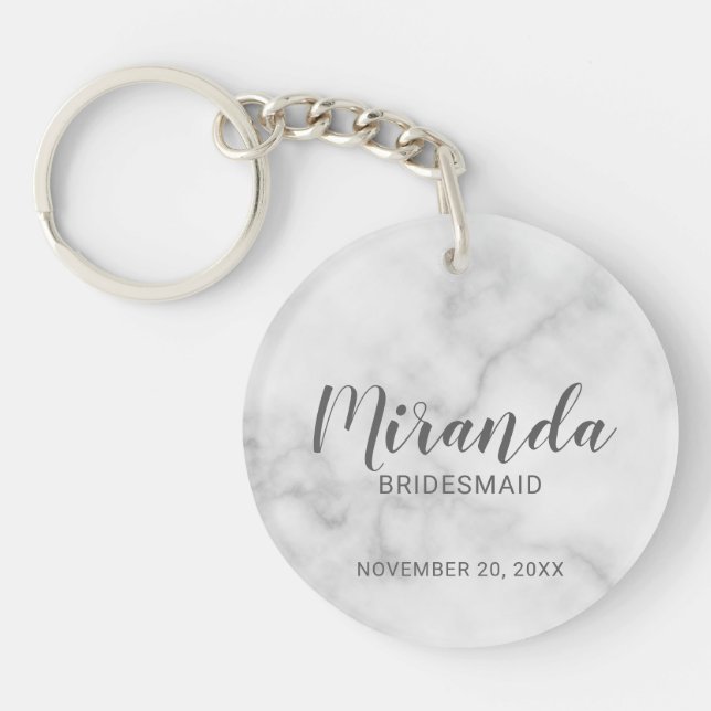 Modern Script Personalised Bridesmaid Key Ring (Front)