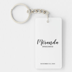 Modern Script Personalised Bridesmaid Key Ring