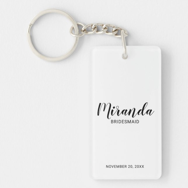 Modern Script Personalised Bridesmaid Key Ring (Front)