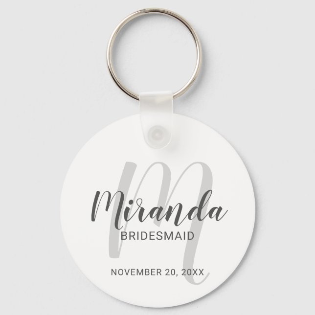 Modern Script Personalised Bridesmaid Key Ring (Front)