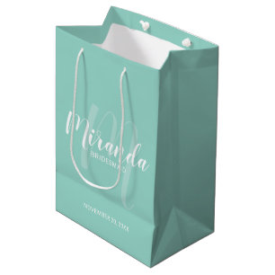 Modern Script Personalised Bridesmaid Mint Green Medium Gift Bag
