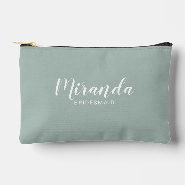 Modern Script Personalised Bridesmaid Name Accessory Pouch (Front)