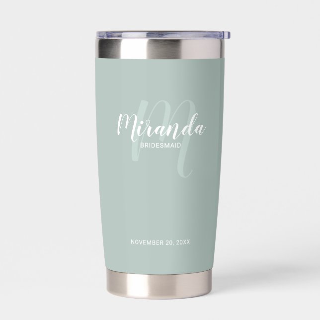Modern Script Personalised Bridesmaid Name Insulated Tumbler (Left)