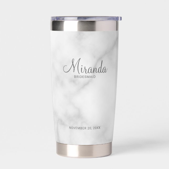 Modern Script Personalised Bridesmaid Name Insulated Tumbler (Left)