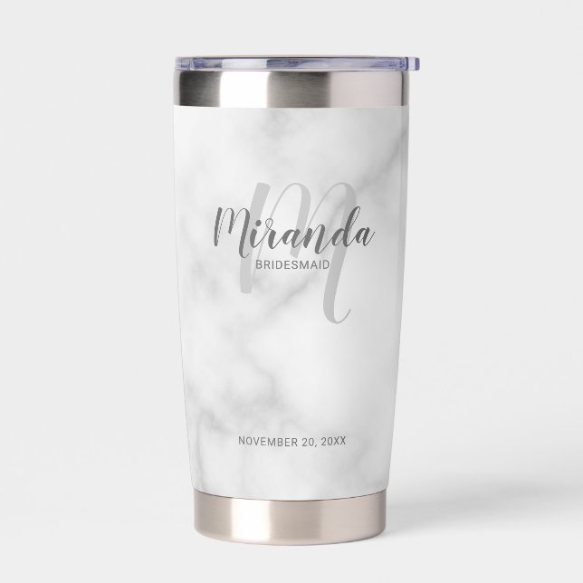 Modern Script Personalised Bridesmaid Name Insulated Tumbler (Left)