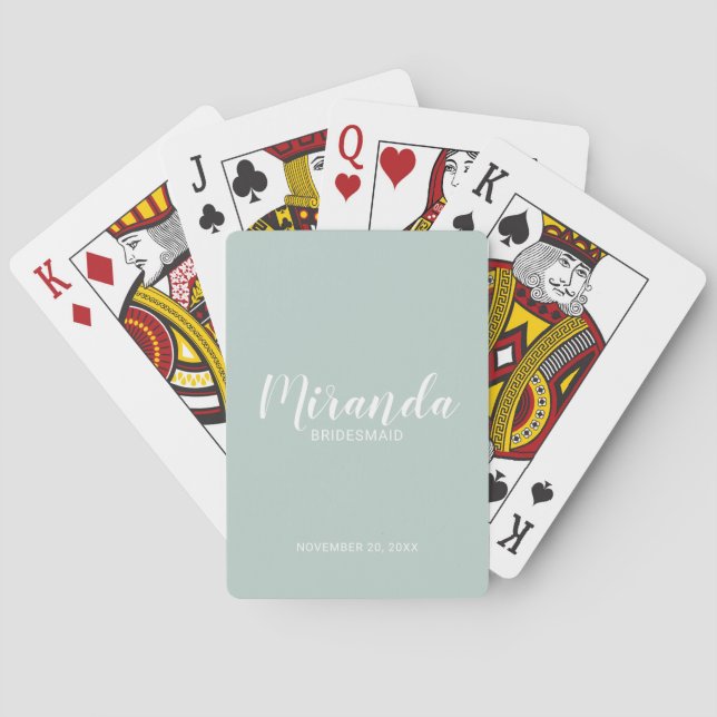 Modern Script Personalised Bridesmaid Playing Cards (Back)