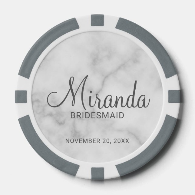 Modern Script Personalised Bridesmaid Poker Chips (Front)