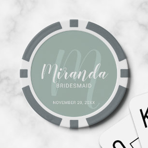 Modern Script Personalised Bridesmaid Poker Chips