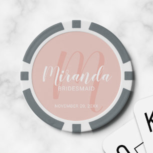 Modern Script Personalised Bridesmaid Poker Chips