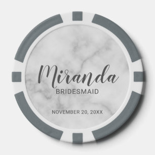 Modern Script Personalised Bridesmaid Poker Chips