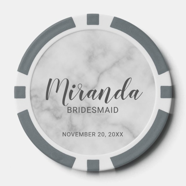 Modern Script Personalised Bridesmaid Poker Chips (Front)
