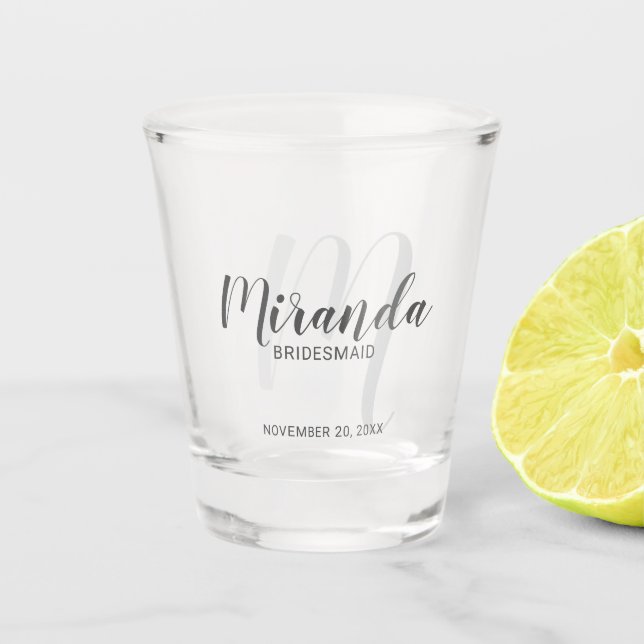 Modern Script Personalised Bridesmaid Shot Glass (Front)