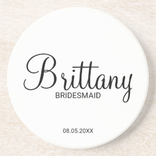 Modern Script Personalised Bridesmaids Coaster