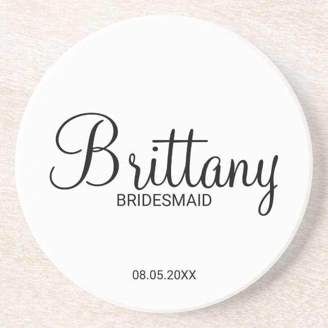 Modern Script Personalised Bridesmaids Coaster (Front)