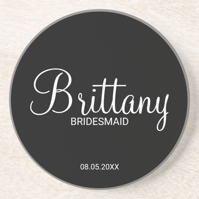 Modern Script Personalised Bridesmaids Coaster (Front)