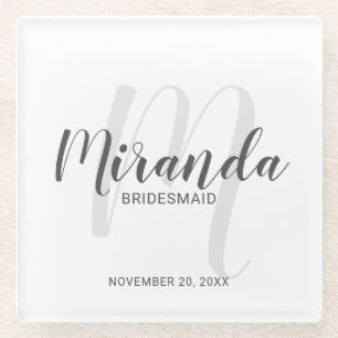 Modern Script Personalised Bridesmaids Glass Coaster