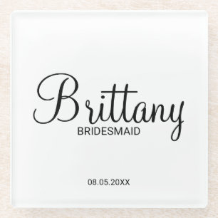Modern Script Personalised Bridesmaids Glass Coaster