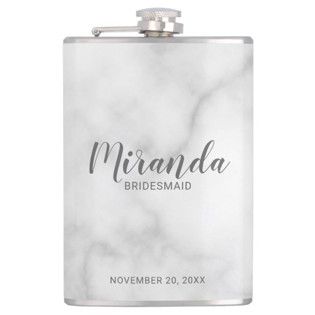 Modern Script Personalised Bridesmaid's Name Hip Flask (Front)