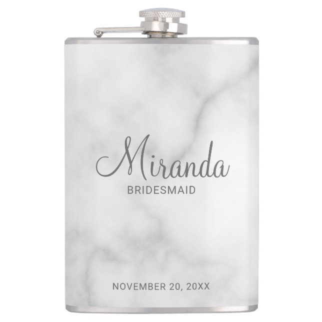 Modern Script Personalised Bridesmaid's Name Hip Flask (Front)