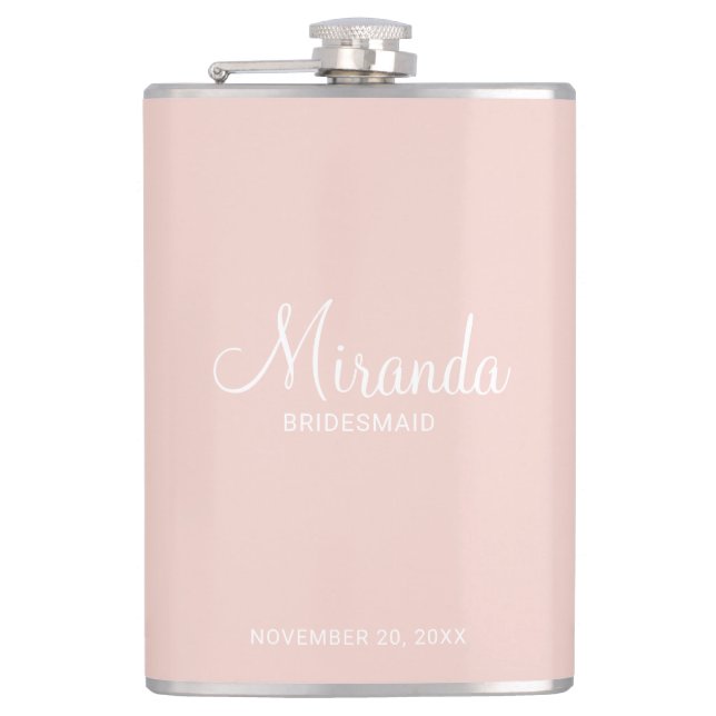 Modern Script Personalised Bridesmaid's Name Hip Flask (Front)