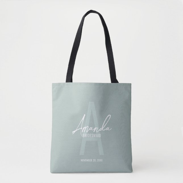 Modern Script Personalised Bridesmaid's Name Tote Bag (Front)