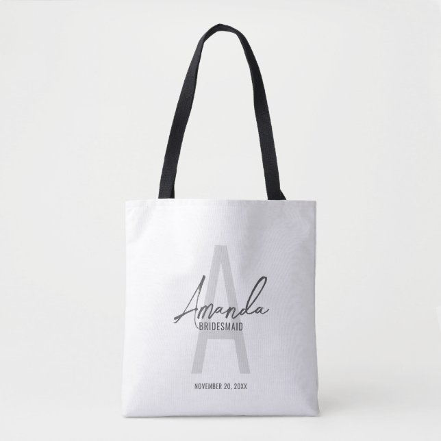 Modern Script Personalised Bridesmaid's Name Tote Bag (Front)