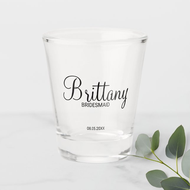 Modern Script Personalised Bridesmaids Shot Glass (Creator Uploaded)