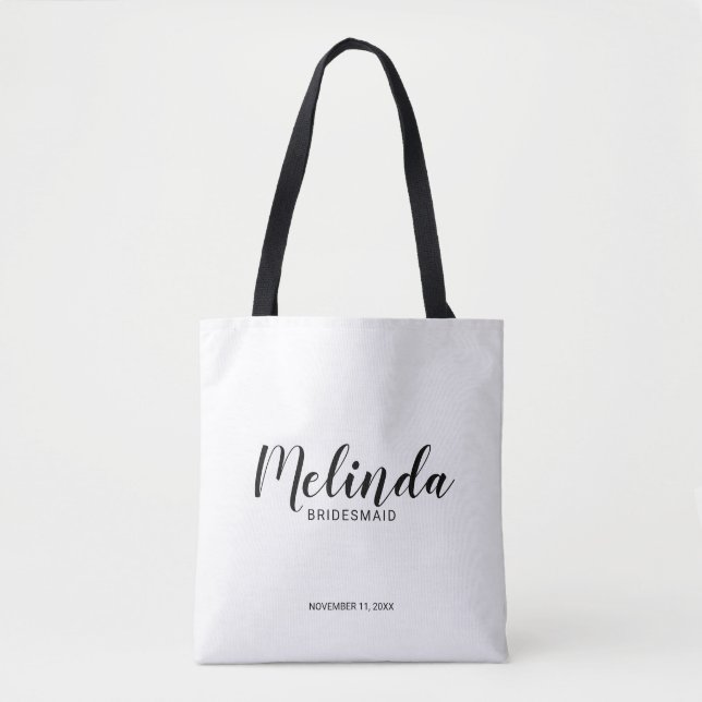 Modern Script Personalised Bridesmaids Tote Bag (Front)