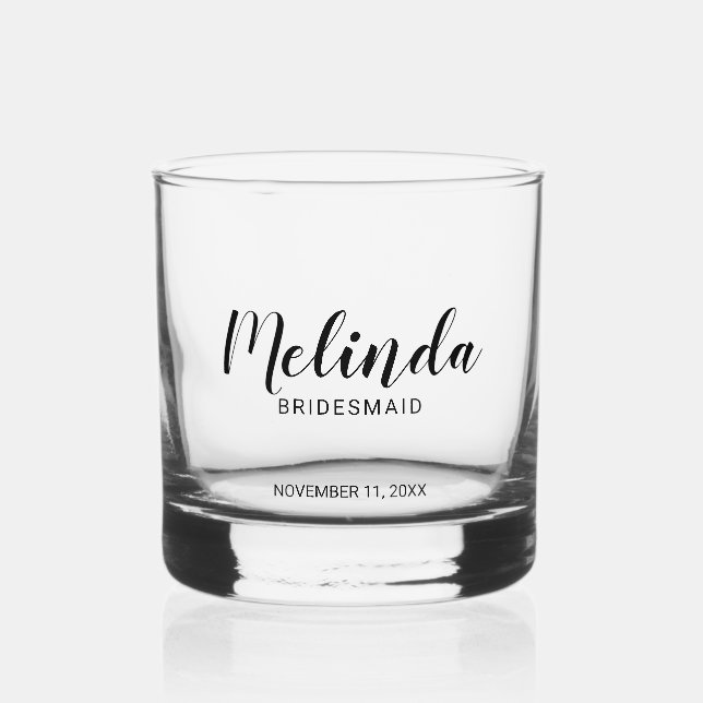 Modern Script Personalised Bridesmaids Whiskey Glass (Front)