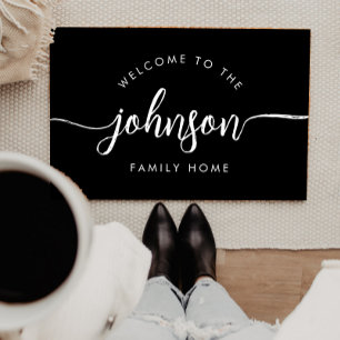 Modern Script Personalised Family Name Doormat