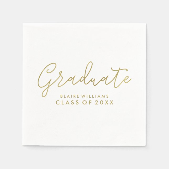 Modern Script Personalised Graduation Napkin (Front)