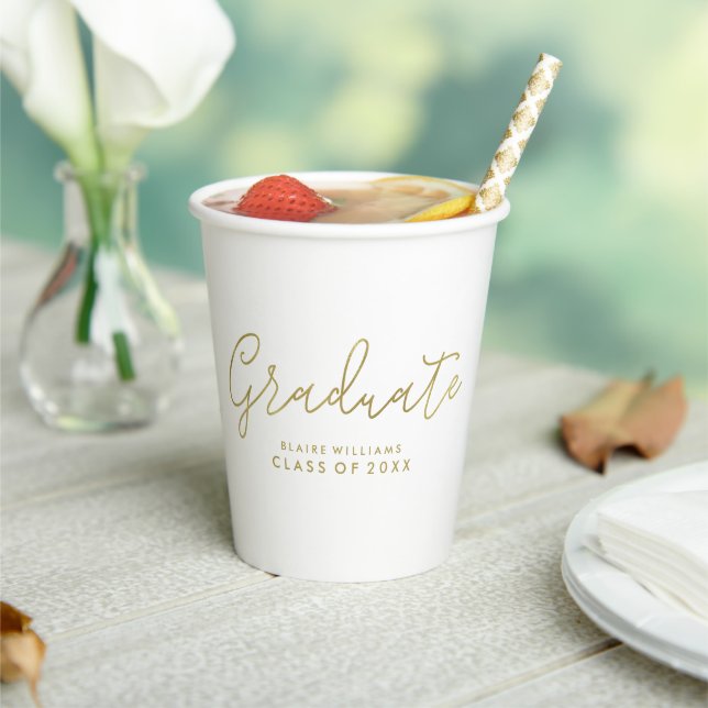 Modern Script Personalised Graduation Paper Cups (Insitu)