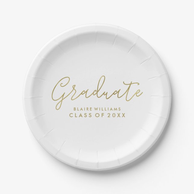 Modern Script Personalised Graduation Paper Plate (Front)