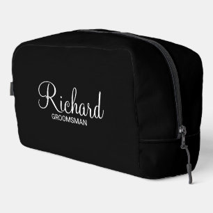 Modern Script Personalised Groomsman Dopp Kit