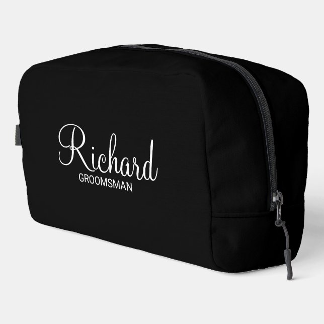 Modern Script Personalised Groomsman Dopp Kit (Right Corner)
