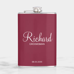 Modern Script Personalised Groomsman Hip Flask