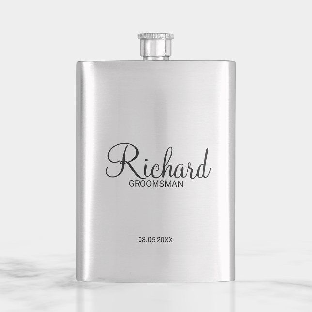 Modern Script Personalised Groomsman Hip Flask (Creator Uploaded)