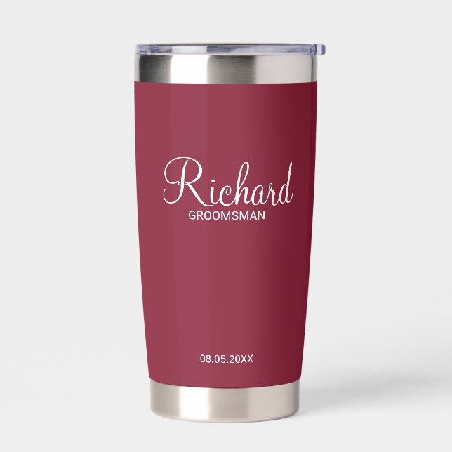 Modern Script Personalised Groomsman Insulated Tumbler (Left)