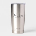Modern Script Personalised Groomsman Insulated Tumbler<br><div class="desc">Personalised Groomsman Gifts
featuring personalised groomsman's name in black modern script font style with title and wedding date in modern sans serif font style.

Also perfect for best man,  father of the bride,  bridesmaid,  maid of honour,  mother of the bride and more.</div>