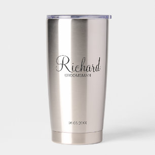 Modern Script Personalised Groomsman Insulated Tumbler