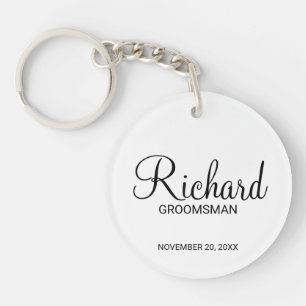 Modern Script Personalised Groomsman Key Ring