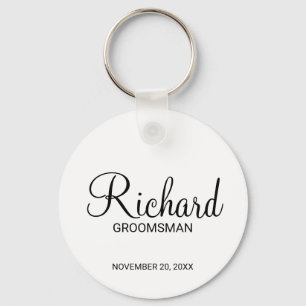 Modern Script Personalised Groomsman Key Ring