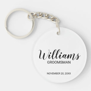 Modern Script Personalised Groomsman Key Ring