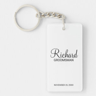 Modern Script Personalised Groomsman Key Ring