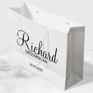 Modern Script Personalised Groomsman Large Gift Bag