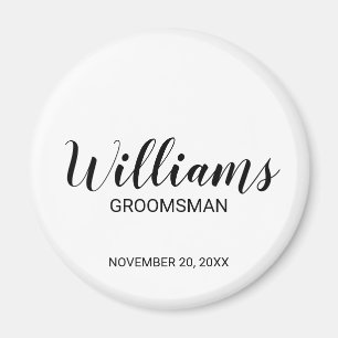 Modern Script Personalised Groomsman Magnet
