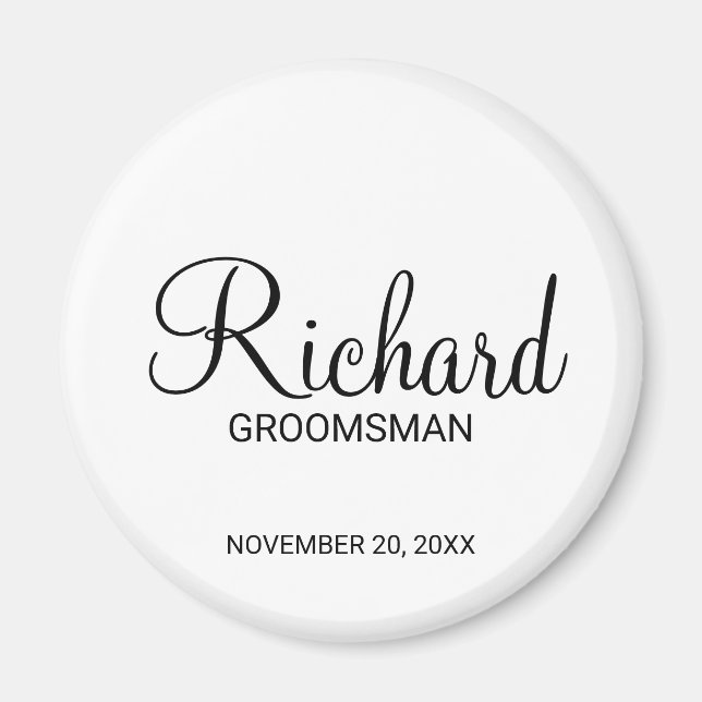 Modern Script Personalised Groomsman Magnet (Front)